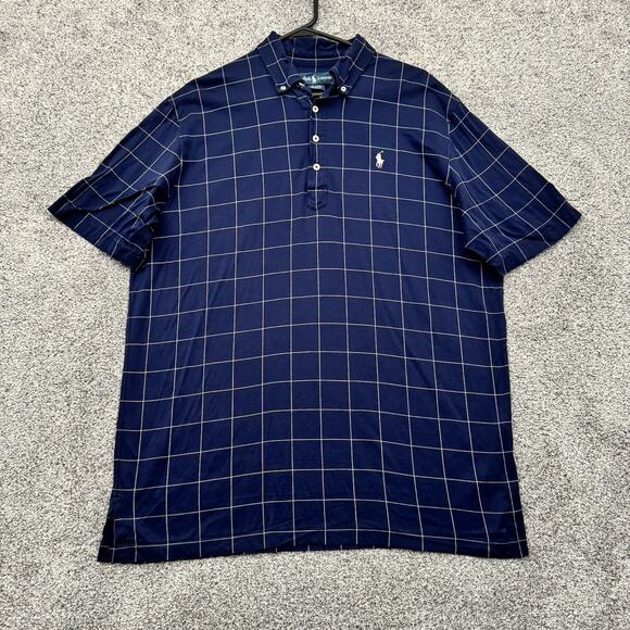 Polo Ralph Lauren Polo Shirt Mens Large Windowpane Check 90s Y2K Vintage Preppy - Picture 1 of 6